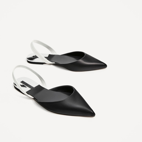 NWT Zara Colorblock Flat Slingback Flats Shoes - Picture 1 of 5